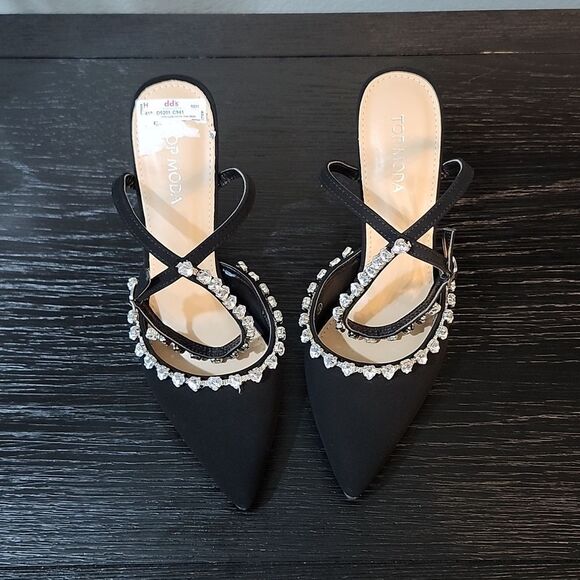 BRAND NEW TOP MODA POINTED TOE JEWEL STUDDED ANKLE STRAP CLOSURE SANDAL - Picture 6 of 16